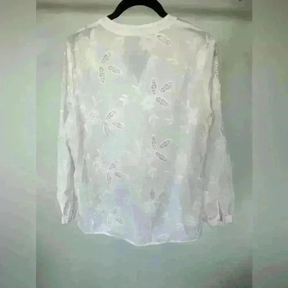 J. McLaughlin White Embroidered Cotton Blouse - Picture 3 of 4